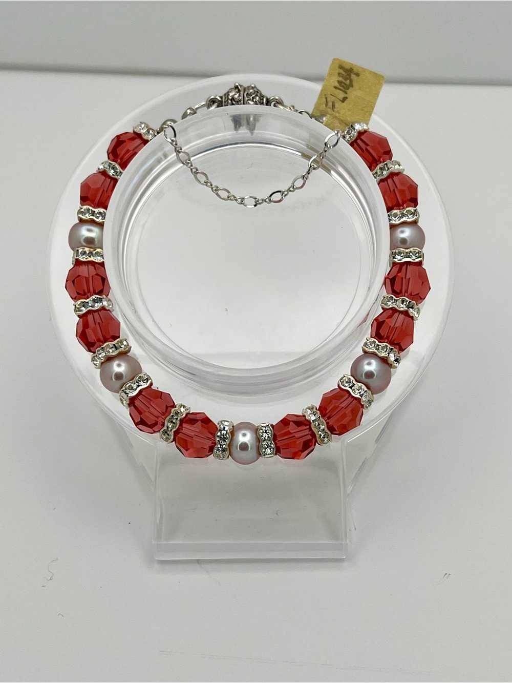STUNNING Handmade Swarovski Crystal & Fresh Water Pearl Bracelet Sterling Silver